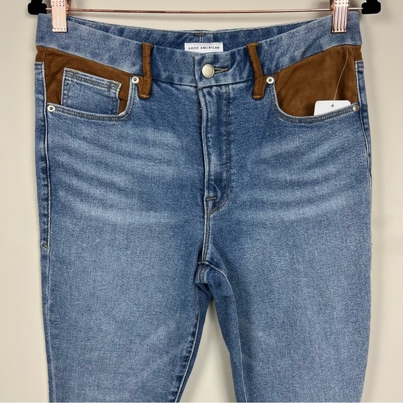 NWT GOOD AMERICAN SUEDE MIX HIGH WAIST GOOD LEGS SKINNY JEANS SIZE 8/29 - Picture 14 of 16